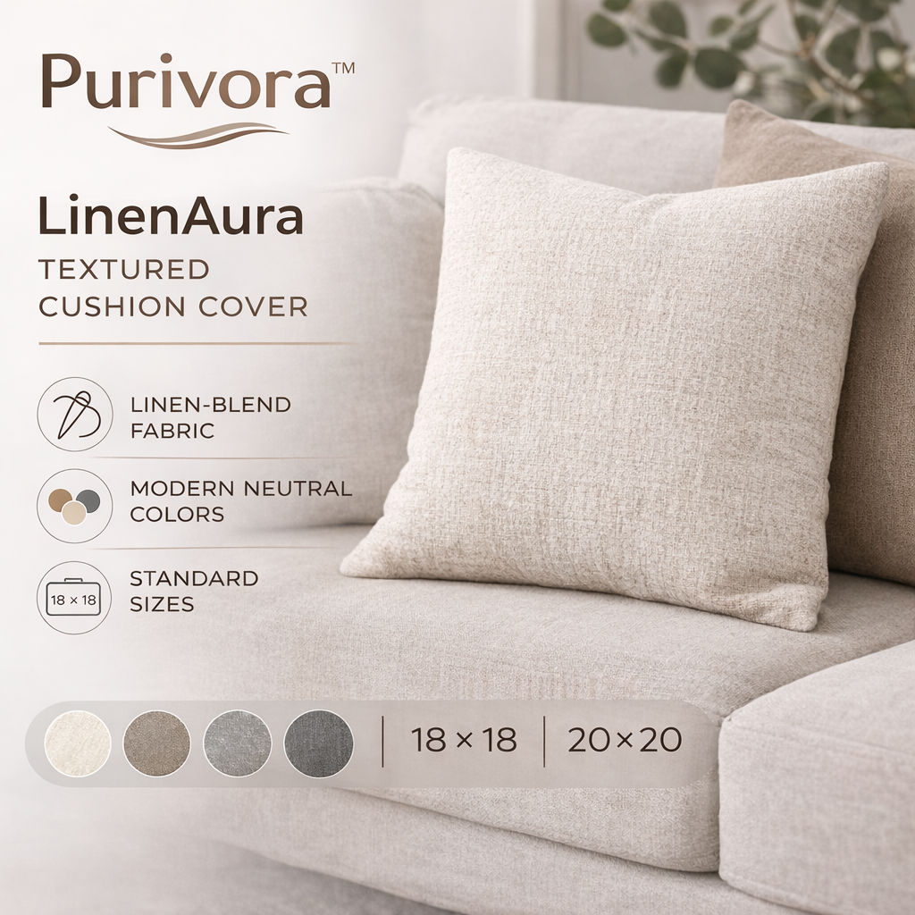 Purivora™ LinenAura Textured Cushion Cover